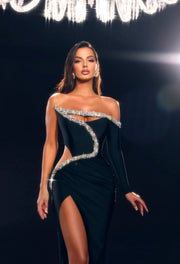 Rochie Vlora&Kaltrina lunga neagra cu cristale