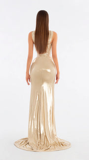 Rochie Albina Dyla aurie lunga