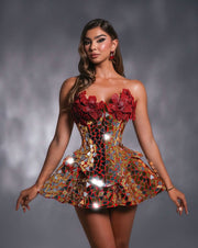Rochie Blini scurtă roșie cu oglinzi