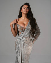 Rochie Blini lungă cu cristale argintii