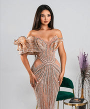 Rochie Blini 05 roz pudra cu perle