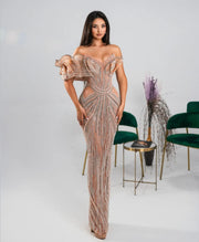 Rochie Blini 05 roz pudra cu perle