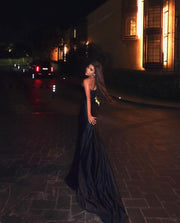 Rochie Albina Dyla neagra lunga cu cristale