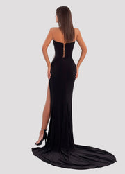 Rochie Albina Dyla neagra lung cu cristale argintii