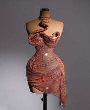 Rochie Blini 19 cu cristale bronz mini