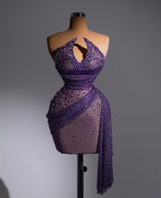 Rochie Blini 20 cu cristale mov mini