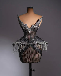 Rochie Blini 22 cu cristale argintii mini