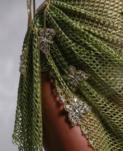 Rochie Blini scurtă verde cu cristale