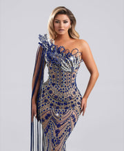 Rochie Blini 27 cu cristale bleumarin