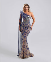Rochie Blini 27 cu cristale bleumarin