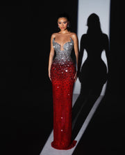 Rochie Blini 28 cu cristale rosii si argintii
