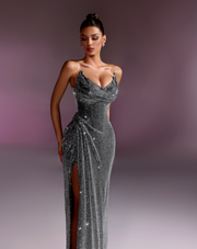 Rochie Vlora lunga neagra cu cristale