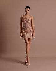 Rochie Vlora mini de bronz scurta