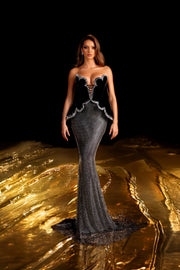 Rochie Vlora lunga cu corset negru
